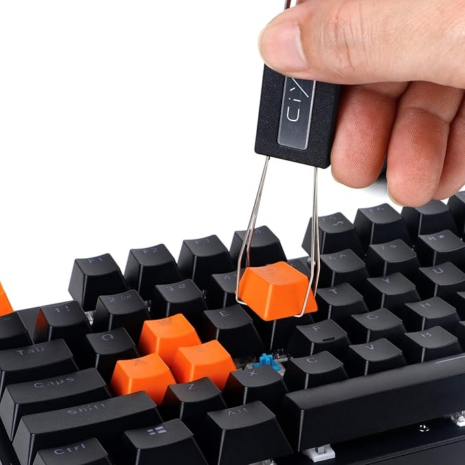 Keycap Puller Switch Puller Stainless Steel Keycap Removal Tool with 2 Pcs Keyboard Cleaning Brush for Mechanical Keyboard
