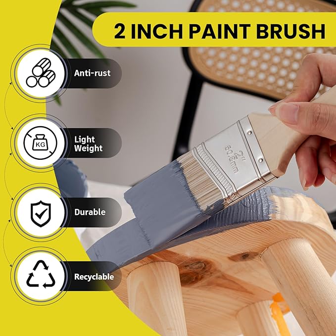 Mister Rui Paint Brush Set with Comb, 2" & 2.5" Angled Sash Brushes, Paint Brush Cleaner Tool, Commercial Grade for Trim, Cabinets & Rollers