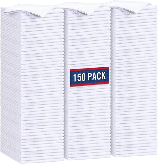 GLIMGLINT White Microfiber Cleaning Cloth,150PK Reusable Cleaning Rags,Highly Absorbent Shop Rags Bulk,All-Purpose Car Cleaning Towels for TV Screen,Kitchen,Bathroom,Restaurant,Garage, 14"X12"