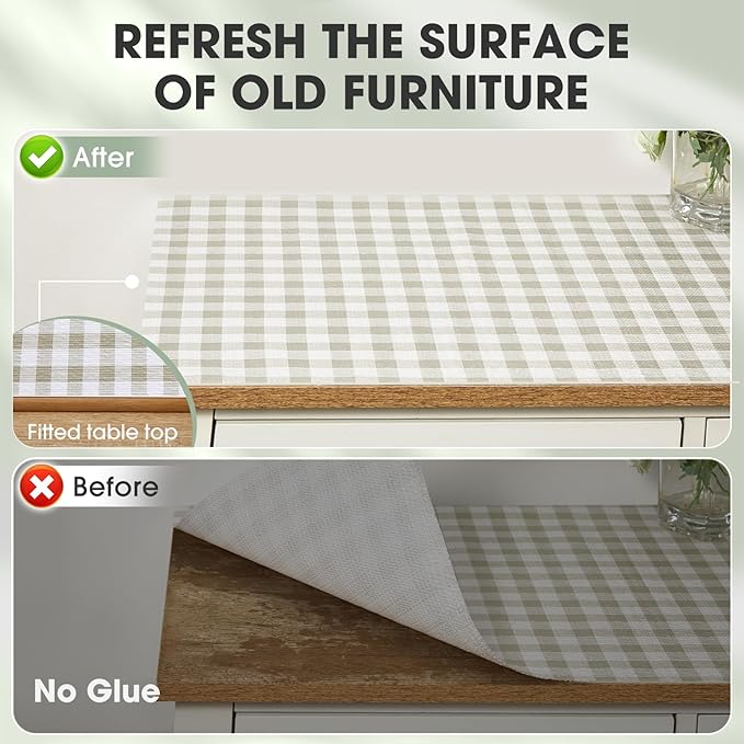 Drawer and Shelf Liner, Non-Slip Kitchen Cabinet Liners Non-Adhesive Thick Strong Grip Waterproof Washable Mats Protect Dresser Shelves Cupboard Bathroom Cabinets, Yellow Plaid, 12 in X 20 FT
