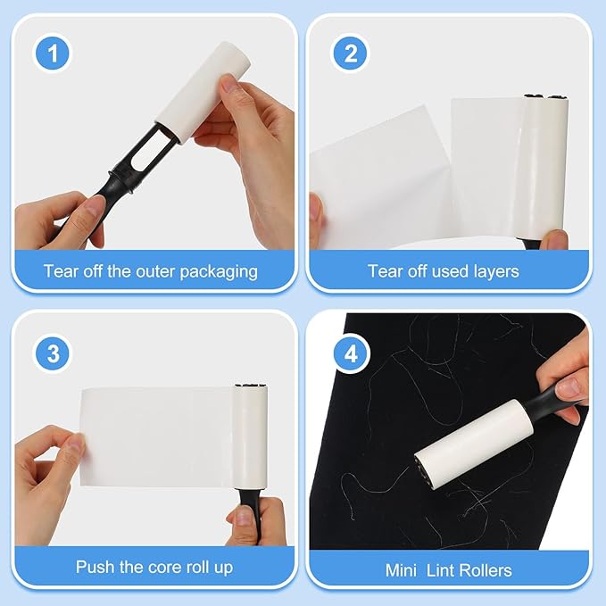 Zhehao 80 Pack Mini Lint Roller Bulk Small Lint Remover Travel Size Portable Brushes Sticky Roller for Clothes Pet Hair Furniture Couch Carpet Car Seats Bedding