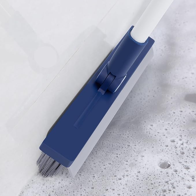 Grout Brush with Long Handle, Grout Cleaner Brush for Tile Floors, Stiff Bristles for Crevice, Tile Line, Shower, Kitchen, Bathroom