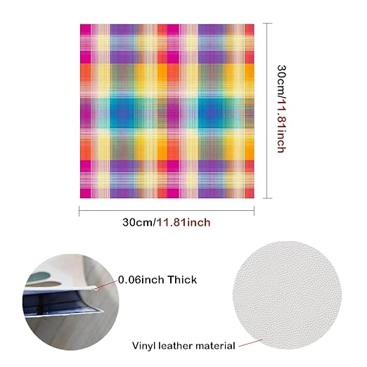 Nuxovilar Peel and Stick Vinyl Floor Tiles - 12x12 Inch Colorful Plaid Pattern, 10 Pcs Self-Adhesive Flooring for Easy Installation