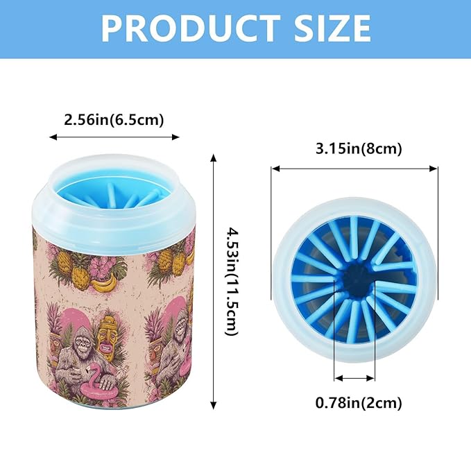 Dog Paw Cleaner Cups for Dogs Pets Foot Washer Paw Scrubber for Medium Small Cats Dogs Cleaning Cup Tropical Pineapple Animal Flamingo Floral Banana Pink