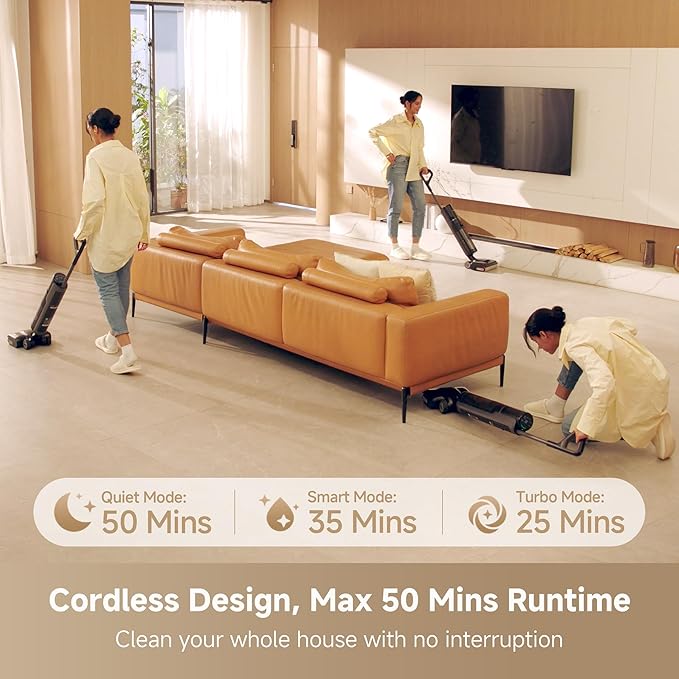 DREAME H12 FlexReach Vacuum Mop, 0 Tangle Wet Dry Vacuum Cleaner, Cordless Vacuum Mop All-in-One for Hard Floors, 180° Lie-Flat Floor Cleaner Machine with 194°F Hot Self-Cleaning, 50Mins Runtime