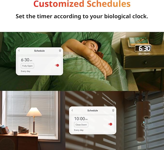 SwitchBot Smart Electric Motorized Blinds Kit with Hub Mini Matter-2.4G WiFi Remote Control, Solar Powered, Compatible with Alexa, Google Home and Siri, Light Sensing Control, Unlimited Group Control