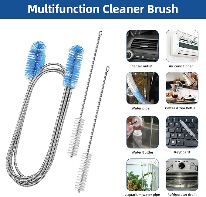 Flexible Drain Brush, 73 Inch Long Double Ended Hose Pipe Cleaners and 4 Pack 8 Inch Straw Cleaner Brush, Pipe Cleaner Brush for Cleaning, 2 Pack 73 Inch Long Tube Cleaning Brush
