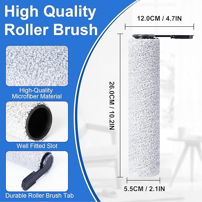 Roller Brush and HEPA Filter for Tineco Floor One Stretch S6/S7 Stretch Ultra/S7 Stretch Steam/i6 Stretch/i5 Stretch/S9 Artist steam/S9 Artist Pro Cordless Wet Dry Vacuum Cleaner Replacement Parts