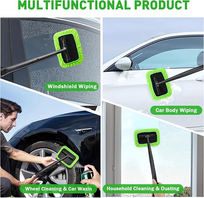 XINDELL Grip 22” Microfiber Car Window Cleaning Tool – Dash & Windshield Brush with Ergonomic Handle, Reusable Pads for Interior & Exterior Glass Cleaning