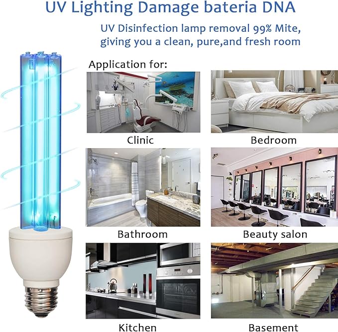 BAIMNOCM UV Light Bulb Ozone Free, UVC Lamp 25 Watt, UV Disinfection Light, 254nm Weavelength UVC lamp Ultraviolet Light Bulb, E26 Base 4 Pack