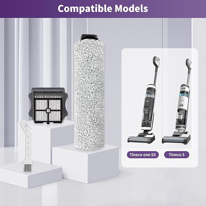 iFloor 3 Replacement Brush Rollers and Filters Kit for Tineco iFloor 3/iFloor One S3 Cordless Wet Dry Vacuum Cleaner,Accessories inclue 3 HEPA Filters & 3 Brush Rollers