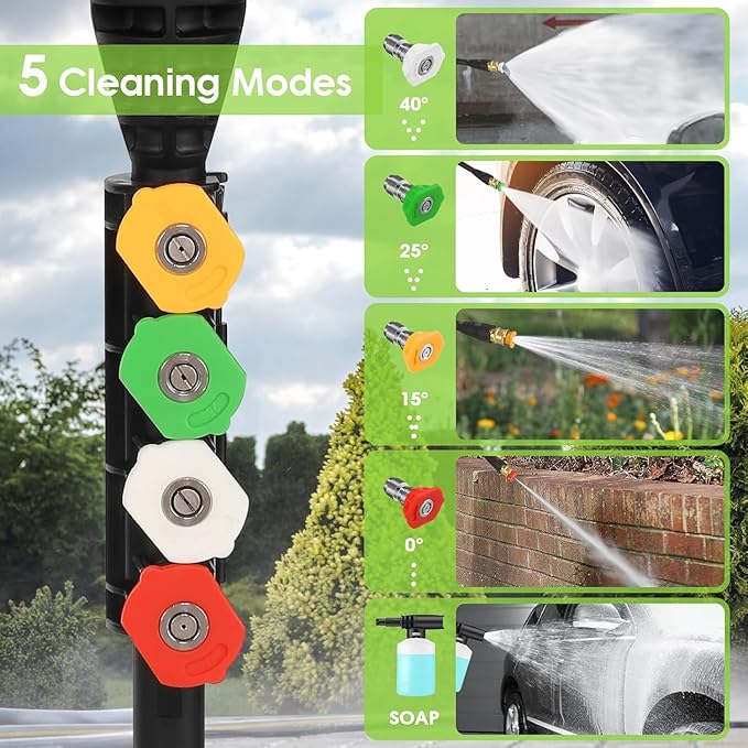 Pressure Washer 5000 PSI,2.8 GPM Power Washer with Foam Cannon,Portable Cleaner with 33ft Hose Reel,4 Nozzle Tips,and Soap Bottle for Cars/Home/Driveways/Patios/Decks/Fences(Dark Green)