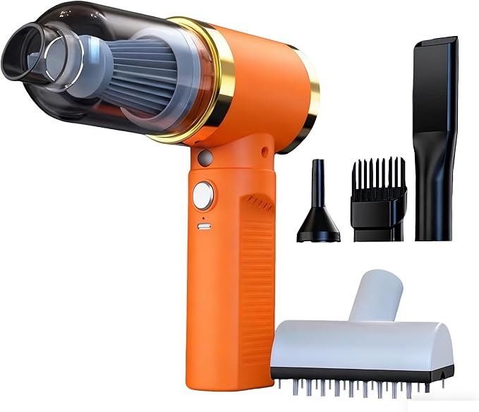 Car Vacuum Portable Cordless,Car Vacuum Cleaner high Power, Home Handheld Vacuum 30Mins with Battery,Orange Portable Vacuum Cordless 5000mAh,15000Pa Strong Suction.(Orange)