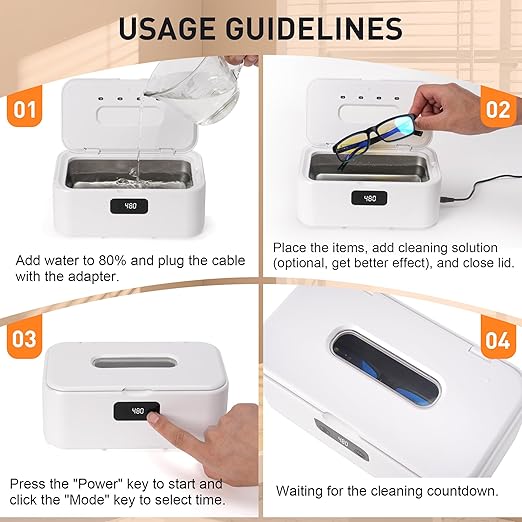 snawowo Ultrasonic Jewelry Cleaner Machine- 28oz/800ml 49KHz Professional Retainer Cleaner |5 Timers LED Display |304 Stainless Steel Tank for Jewelry, Dentures, Retainers, Glasses, Rings, Watch Strap