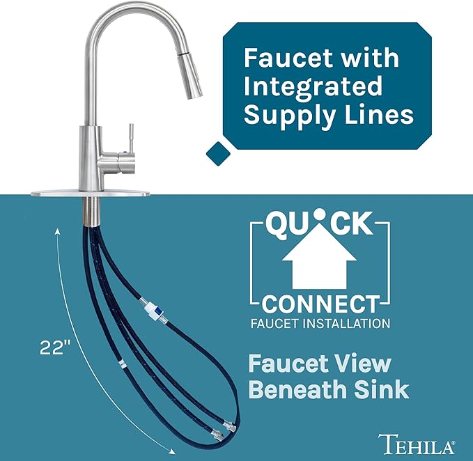 Laundry Sink Utility Tub With High Arc Metal Pull Down Faucet By JS Jackson Supplies, Stainless Faucet, Black Tub