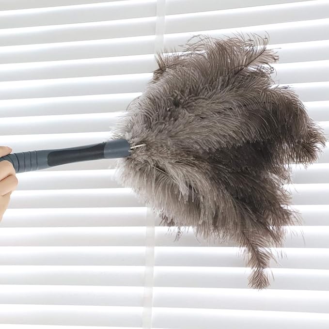 Ostrich Feather Duster, Big and Soft and Fluffy Microfiber Duster,22 inch (Gray)