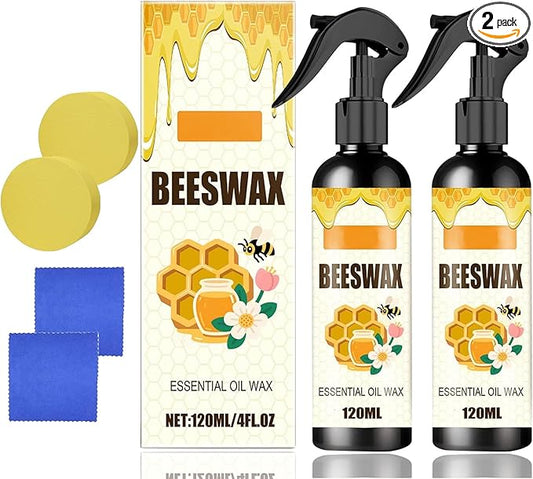 2PCS Beeswax Spray,Natural Furniture Polish,Beeswax Spray Cleaner,The Original Micro Molecularized Beewax Care Restorer for Living Rooms,Kitchens,Wood Furniture Floors