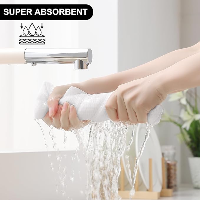 Homaxy 100% Cotton Kitchen Towels and Dishcloths Set, 12 x 12 Inches and 13 x 28 Inches, Set of 8 Bulk Kitchen Towels Set, Ultra Soft Absorbent Dish Cloths for Washing Dishes, White