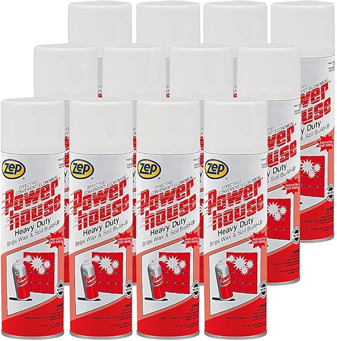 Zep Powerhouse Heavy-Duty Cleaner and Wax Stripper - 18 oz (Case of 12) - 28201 - Strips Build-Up, Remover for Floors and Baseboards, Deep Cleaner for Soiled Surfaces