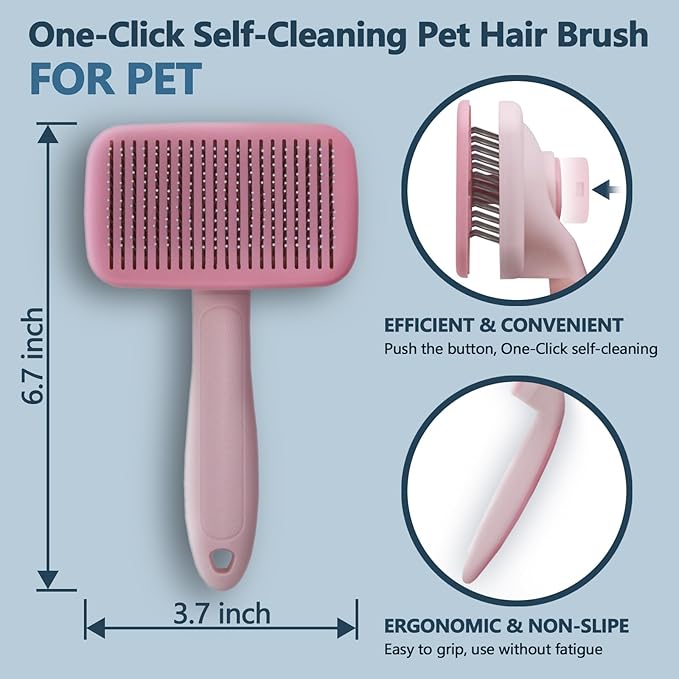 3-in-1 Pet Hair Remover & Grooming Set – Self-Cleaning Cat Dog Brush for Shedding Fabric Shaver & Portable Carpet Scraper & Lint Remover for Clothes Carpet Furniture Couch Car Mats