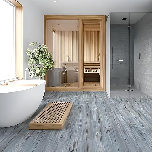 Art3d 15 Sq.ft Peel and Stick Floor Tiles, 10Pcs Luxury Vinyl Plank Flooring Wood Look, 36" × 6" Adhesive and Waterproof Tile Sticker for Bedroom, Living Room, Kitchen, Dust Grey