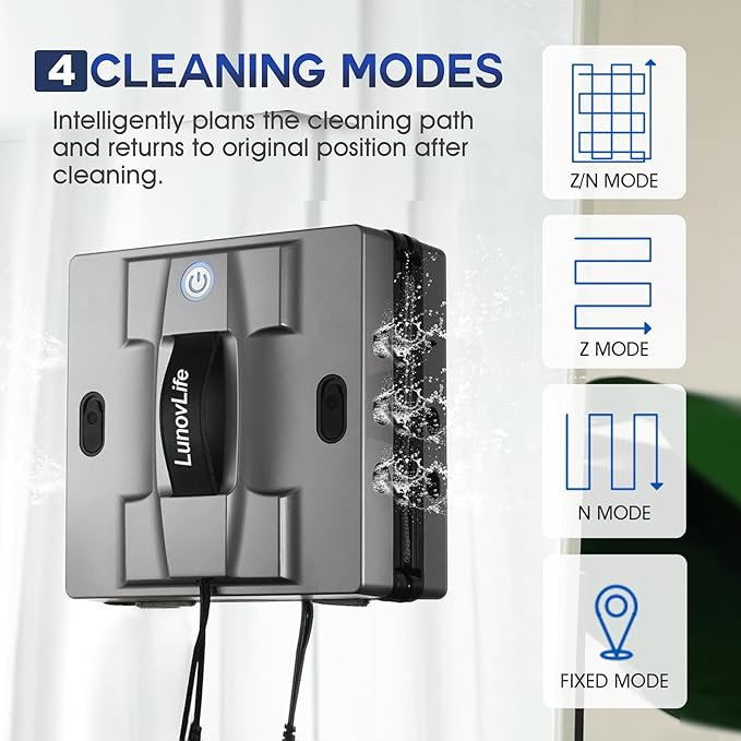 2026 New Window Cleaning Robot -Ultimate 6-Nozzle Precision Spray, 5600Pa Suction, Edge Detection & UPS Safety, automatic window cleaner,Perfect for Frameless/Frosted Glass High-Rise Windows