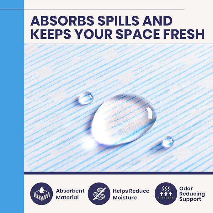 Self Adhesive Shelf Liner (2-Pack, 19.5in x 6ft) — Absorbent Felt Cabinet Liner for Shelves & Kitchen Drawers, Soft Glide Surface with Adjustable, Residue-Free Adhesive (Blue Current)