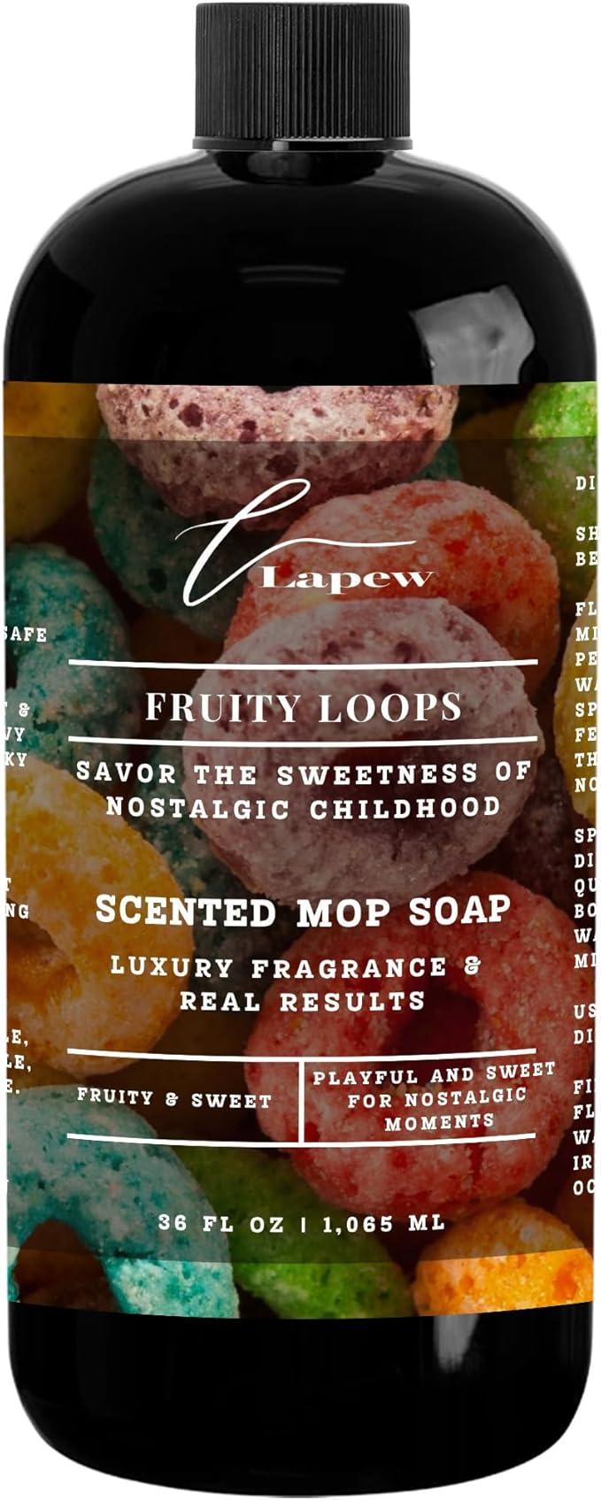 Luxury Floor Cleaner, Scented Mop Soap Concentrate | Hard Floor Cleaner for Tile, Vinyl, Laminate, LVP & Sealed Hardwood | Low-Foam, Streak-Free | 36 oz | Fruity Loops