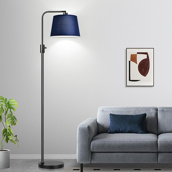 Nintiue 【Upgraded】 Dimmable Floor Lamp, 1000 Lumens LED Edison Bulb Included, Modern Arc Standing Tall Floor Lamp for Living Room Bedroom Office Dining Room - Blue
