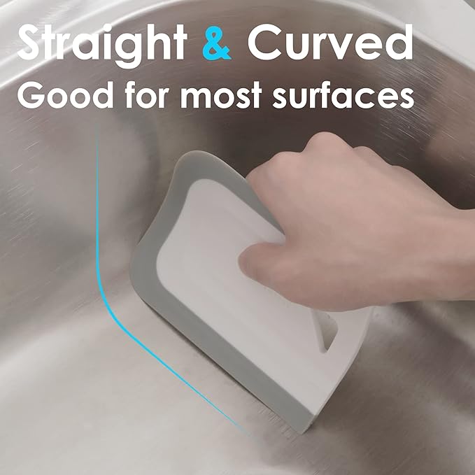 Curved Small Squeegee. Kitchen Sink Squeegee for Sinks, Countertops and Dishes. Multi-Purpose, for Vanity Tops, Bathroom Mirrors, Car Windows and Side Mirrors. 2 Pack