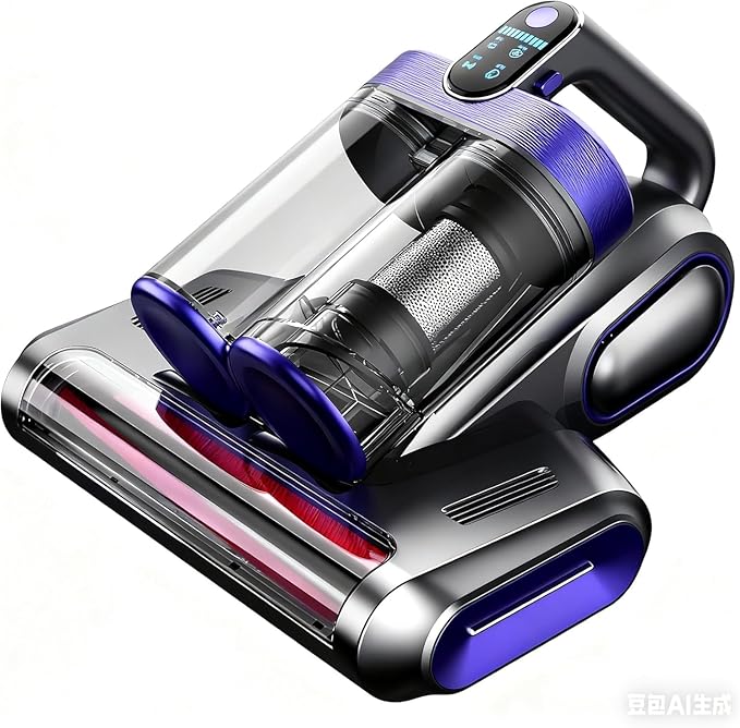 Cordless Double-Cup Mattress Vacuum Cleaner, 13kpa Suction 273nm UV-C Light, 80000 RPM/Min Brushroll Rotation, USB Rechargeable Handheld Vacuum for for Mattress & Upholstery (Blue)