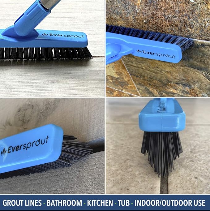 EVERSPROUT Grout Cleaning Brush Scrubber, Stiff V-Shaped Scrub Bristles Built for Corners & Tough Grime, Swivel Scrub Brush & Grout Cleaner for Shower, Bathroom, Tile, Floor, Attachment Cleaner Only