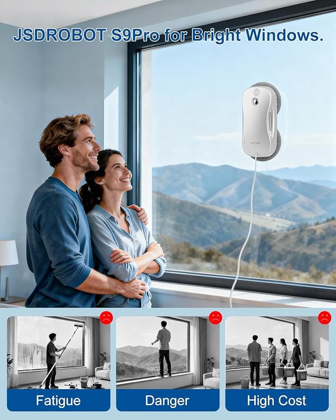 S9PRO Window Cleaning Robot,Window Cleaner Robot with Portable Station Suitable for Stubborn Stains Intelligent Path Planning Automatic Dual Water Spray Edge Detection