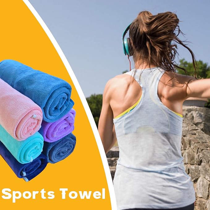 Microfiber Gym Towels Bigger Size Super Soft for Exercise Fitness, Sports, Workout, 380-GSM 15-Inch x 31-Inch Quick-Drying Towels (3 Pack, Purple)