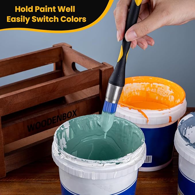 Trim Paint Brush, 0.7 Inch, 3 Pack, Small Round Paint Brushes for Walls, Touch Up, Trim Brushes for Painting, Ergonomic Handles, Trim Painting Tool for Edges, Corners & Detail Work