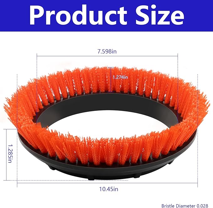 2 Pack 237047 Orange Commercial Tile and Resilient Floor Scrub Brush Replacement for Oreck Commercial ORB550MC, ORB600MW and ORB700MC Floor Machines, Heavy-Duty Brush, 10.5 in. Diameter
