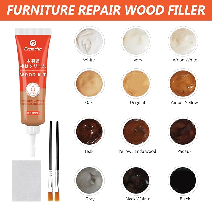 Wood Furniture Repair Kit,Set of 36 Laminate Floor Repair Kit, Touch Up Markers with Wood Putty, Beeswax Repair Scratch, Cracks, Hole, Discoloration for Floor, Table, Door, Cabinet