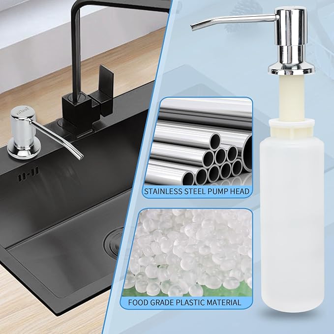 Soap Dispenser for Kitchen Sink Black Built in Soap Dispenser Pump Dish Liquid Countertop with Bottle