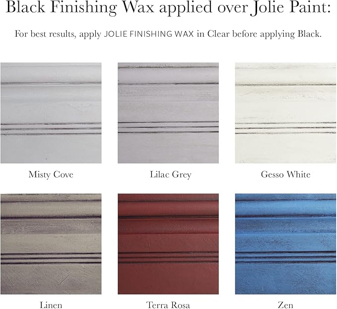 Jolie Finishing Wax - Protective topcoat Paint - Use on interior furniture, cabinets, walls, home decor and accessories - Odor-Free, Non-Hazardous - Black - 120 ml