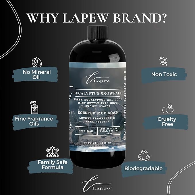 Luxury Floor Cleaner, Scented Mop Soap Concentrate | Hard Floor Cleaner for Tile, Vinyl, Laminate, LVP & Sealed Hardwood | Low-Foam, Streak-Free | 36 oz | Eucalyptus Snowfall