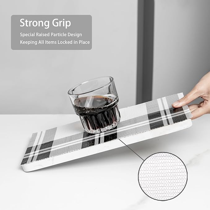 Drawer Shelf Liner for Kitchen Cabinets, Non Adhesive Slip Resistant Shelf Paper Easy to Clean, Strong Grip Thickened Waterproof Washable Mats for Pantry, Shelves, Dresser, Black, 17.5 in x 30 FT