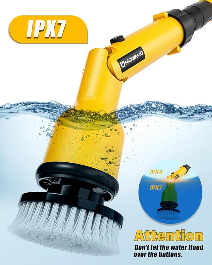 Electric Spin Scrubber Compatible for DeWalt 20V Battery(Battery NOT Included), 1000 RPM Battery Powered Scrubber with Adjustable Extension Arm & 8 Brushes & Hook Gloves for Tub/Tile/Floor