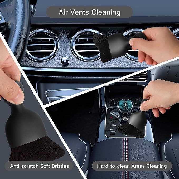 7pcs Windshield Cleaner Tool Car Window Cleaning Wash Kit with 4 Reusable Microfiber Pads 1 Spray Bottle and Extendable Handle Auto Glass Wiper Kit, Gray