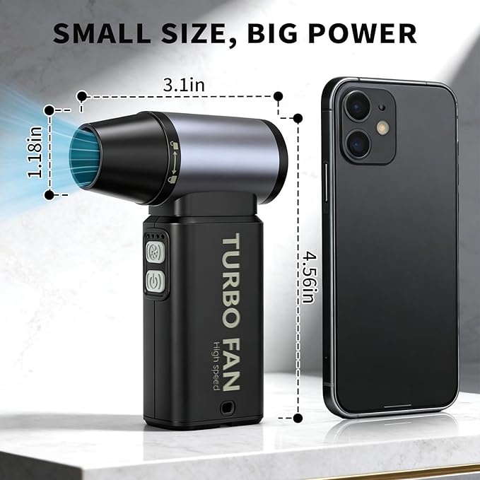 Compressed Air Duster-100000RPM Electric Air Duster for PC&Keyboard Cleaning，4-Speed Cordless Turbo Fan Rechargeable Reusable Compressed Air Blaster, Air Bed, Outdoors, Home