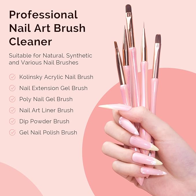 MelodySusie Nail Brush Cleaner, Acrylic Gel Nail Brushes Cleaning & Restoration Wax and Gel Removing Solution for Manicure Salon at Home 30ml/1fl.oz