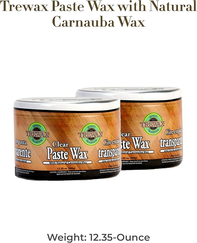 Trewax Paste Wax with Carnauba Wax, Clear, 12.35-Ounce, Pack of 2, Ideal on Hardwood Floors, Fine Furniture, Granite, Marble, and Bronze