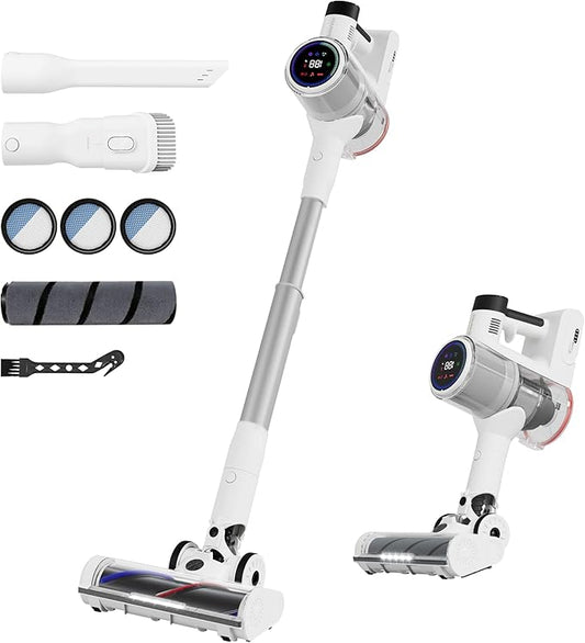 Telescopic Cordless Stick Vacuum Cleaner for Home Carpet & Pet Hair, Smart Auto Detect, 45kPa Powerful Suction, 550W Motor, 60 Min Runtime Quick Rechargeable, 6 Stage Filtration System