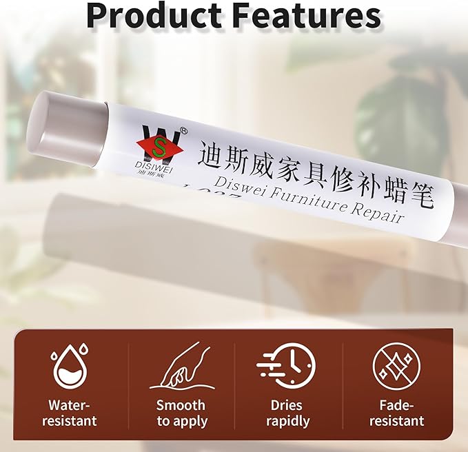 Wood Filler Sticks Moke Canvas Texture Furniture Scratch Repair Crayons Wood Floor Repair Wax Filler Sticks Furniture Repair Wax Crayons for Wooden Furniture, Floors, Cabinets & Tables