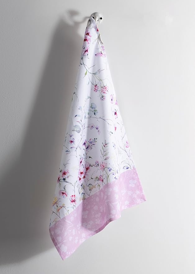 Maison d' Hermine Kitchen Towels Set of 3 100% Cotton 27.50" x 20" Reusable Cloth Tea Dish Towels Absorbent with Hanging Loop for Kitchen, Home, Dining, Cocktail Parties Spring/Summer (Summer Floral)