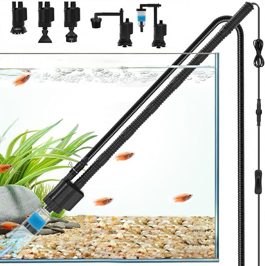 fishkeeper Electric Aquarium Gravel Cleaner, 8 in 1 Automatic Fish Tank Cleaner Kit Gravel Vacuum for Fish Tank, for Change Water/Wash Sand/Water Filter/Water Circulation (30W 480GPH)